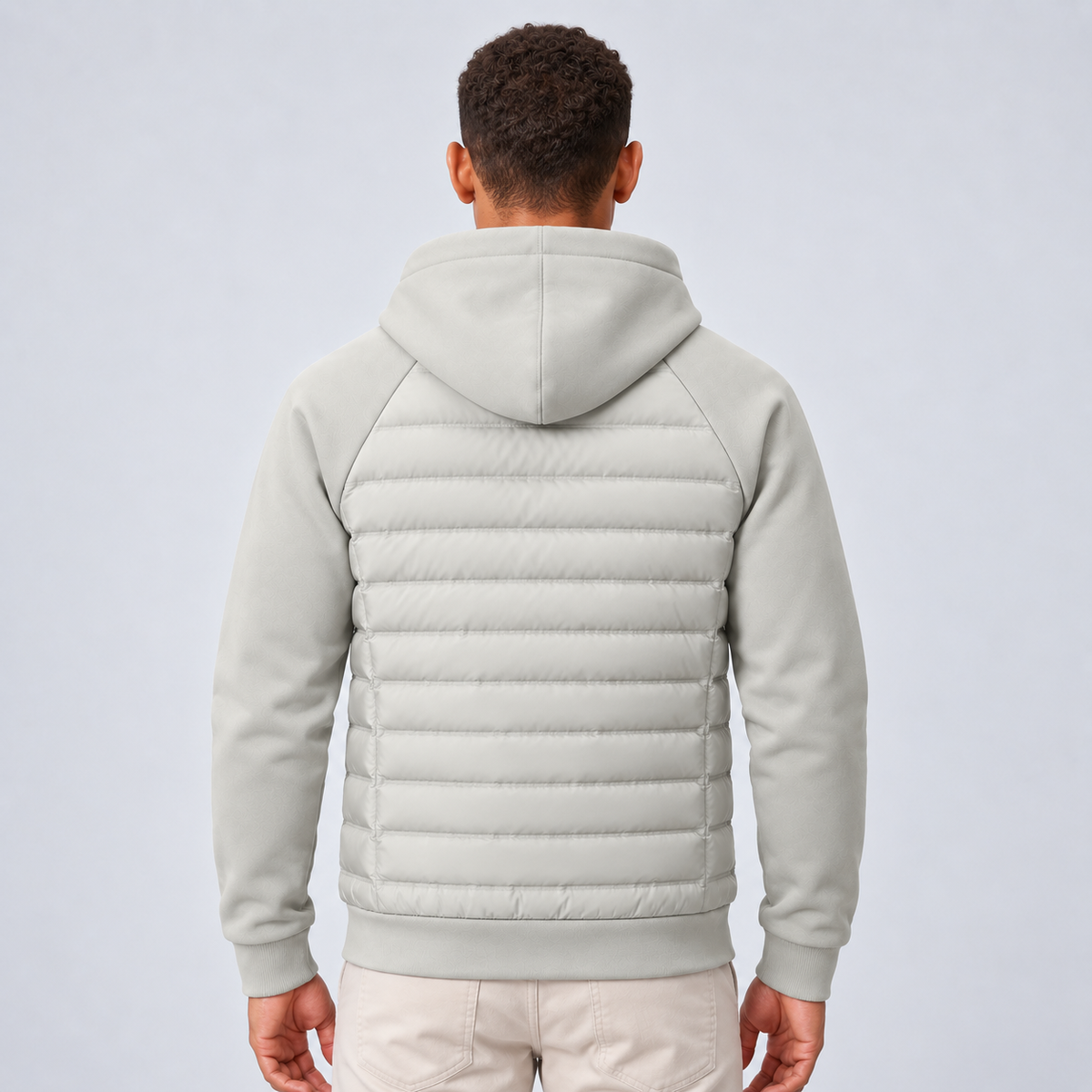Montarello Men's Hooded Down Jacket with Quilted Panels
