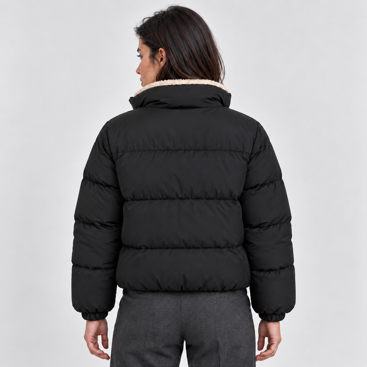Montarello Women's Jacket Puffer Sherpa High Neck Full Zip