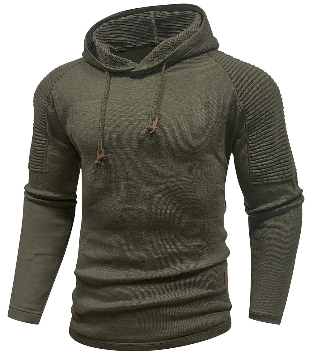 Men's Hooded Sweatshirt, Long Sleeves, Ribbed Shoulder Panels