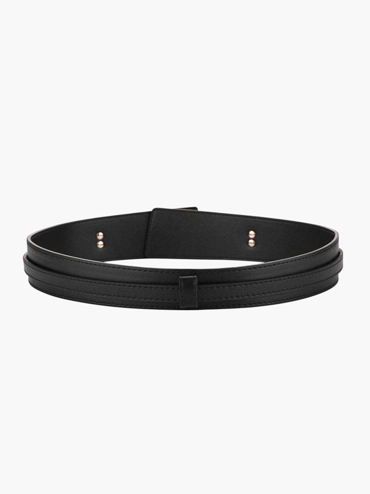Women's Skinny Waist Belt with Gold Buckle Adjustable