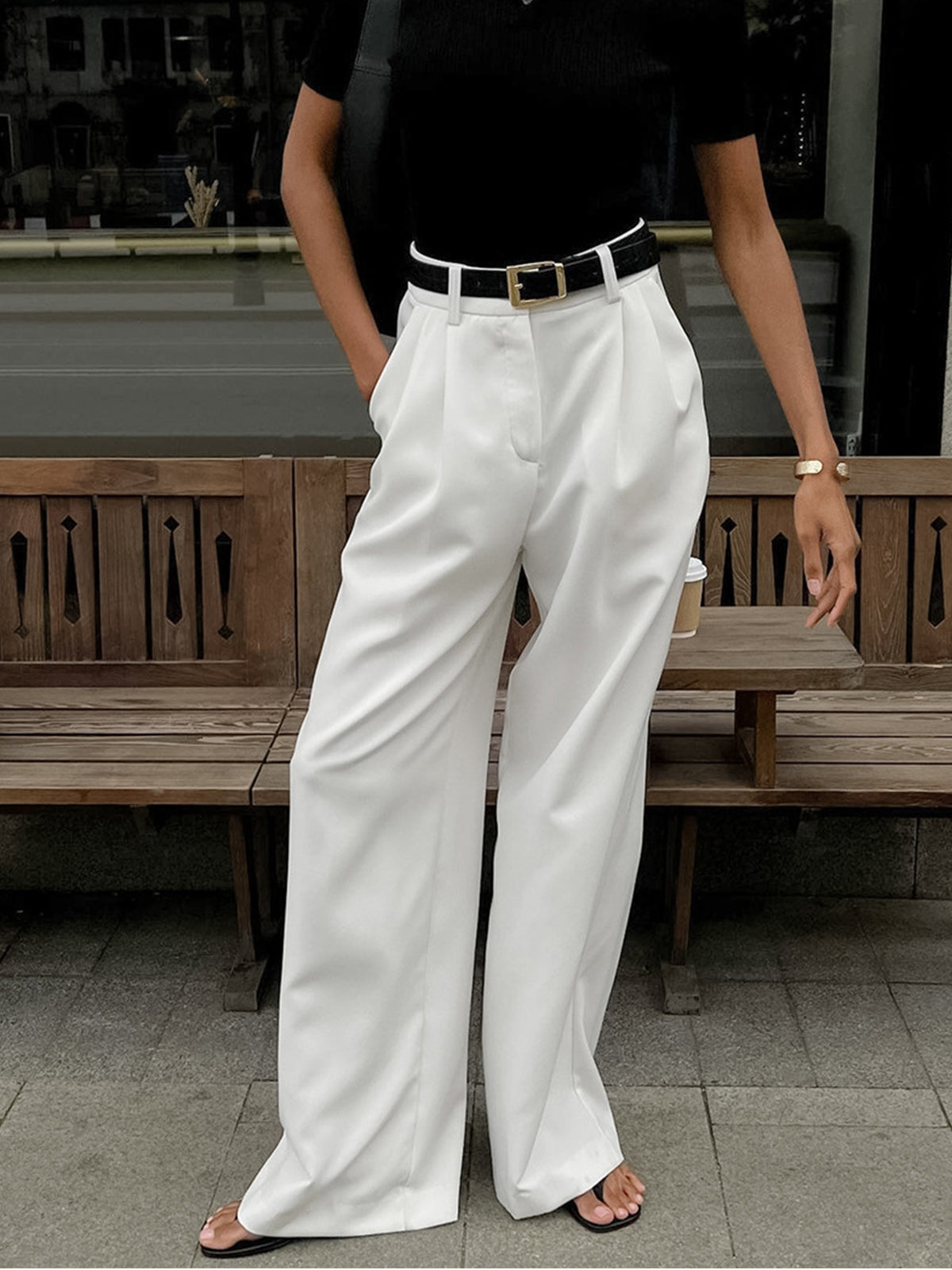Meira | Women's Regular-Fit Non-Stretch Long Pants, Elegant Tailored Look
