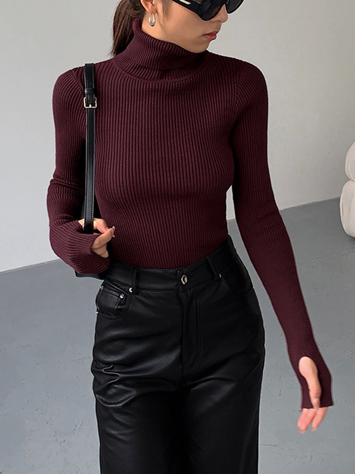Hailey | Women’s Minimalist Slim Turtleneck Stretch Top