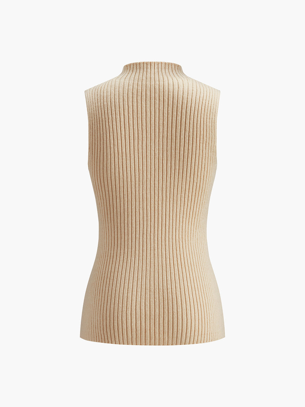 Women's Ribbed Sleeveless Knit Top, Mock Neck, Fitted