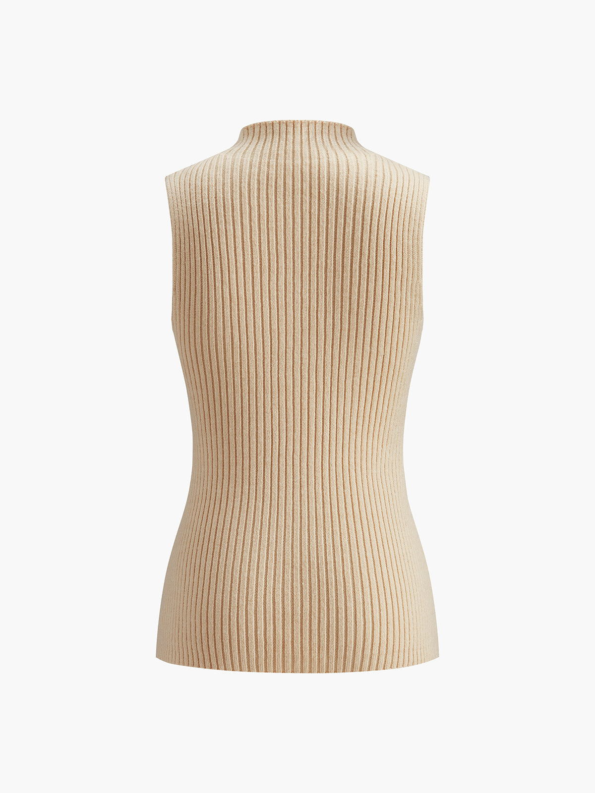 Women's Ribbed Sleeveless Knit Top, Mock Neck, Fitted