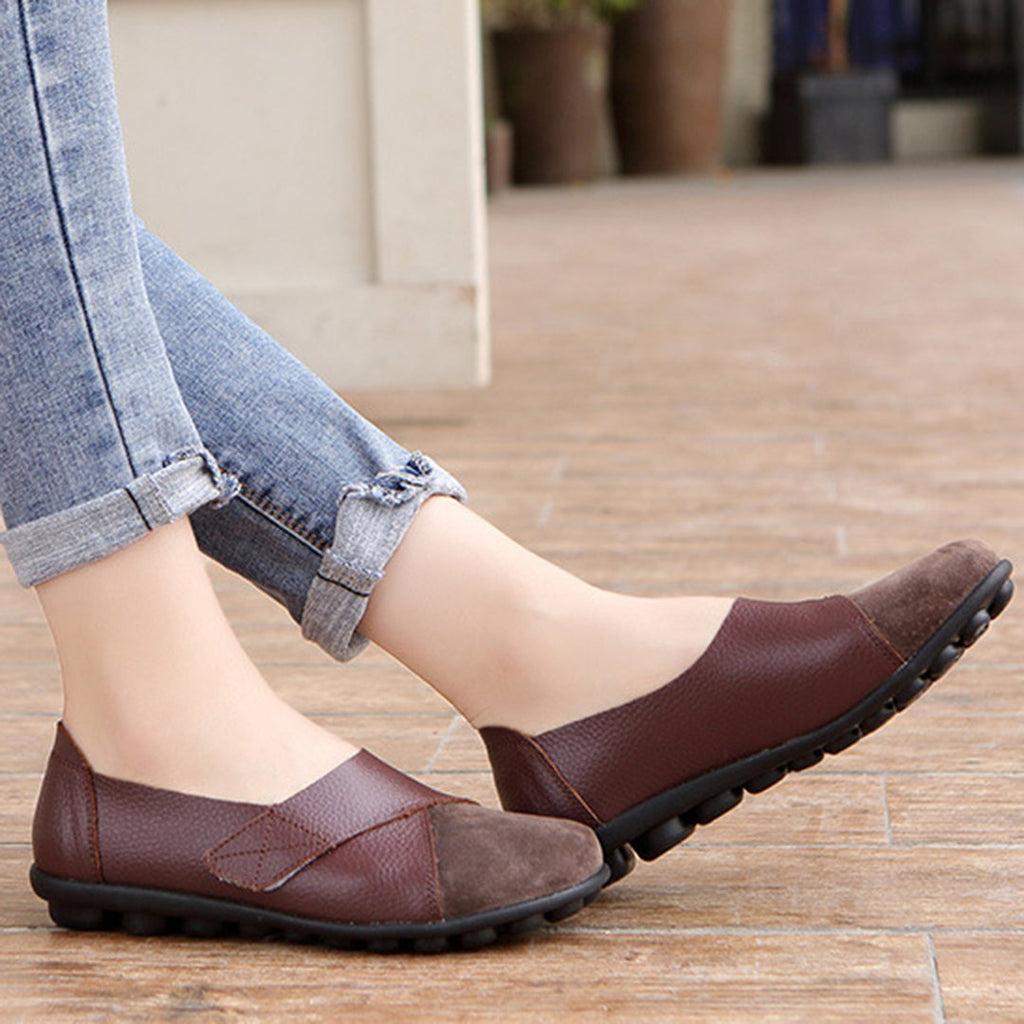 Women's Slip-On Flat Shoes with Contrast Toe Detail