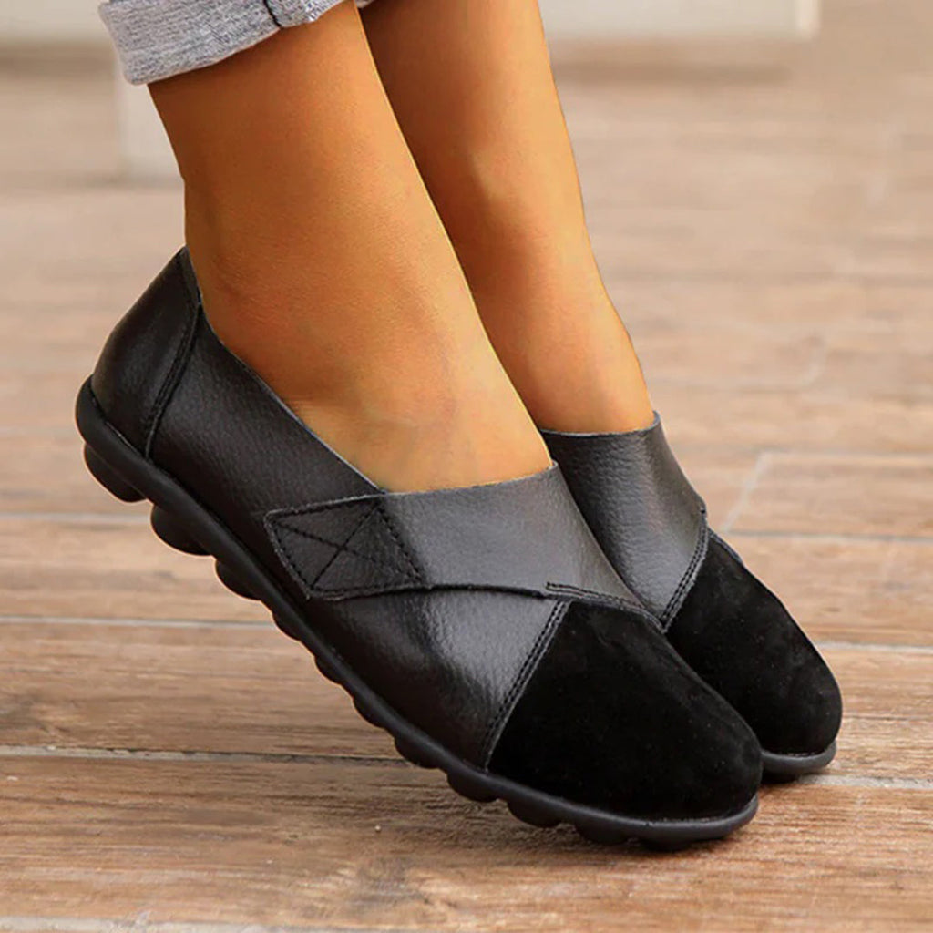 Women's Slip-On Flat Shoes with Contrast Toe Detail