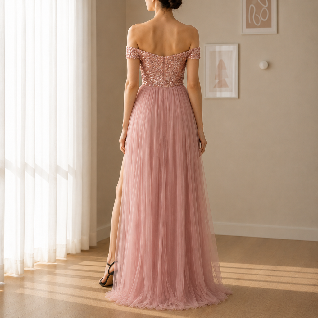Nimes Sequin Tulle Maxi Dress