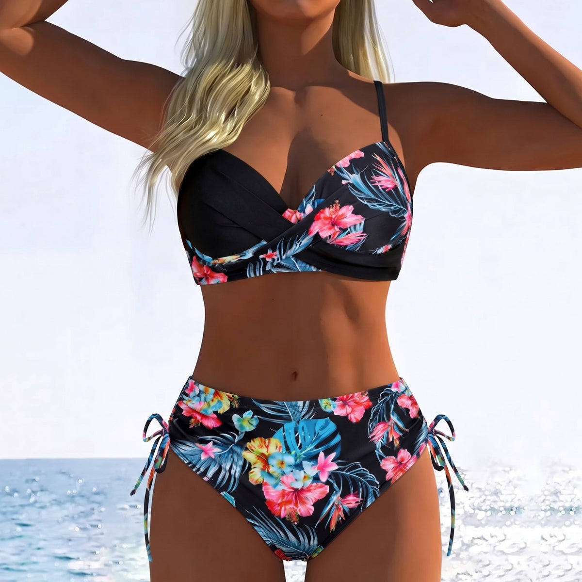 Bikini Bralette Style Contrast Print