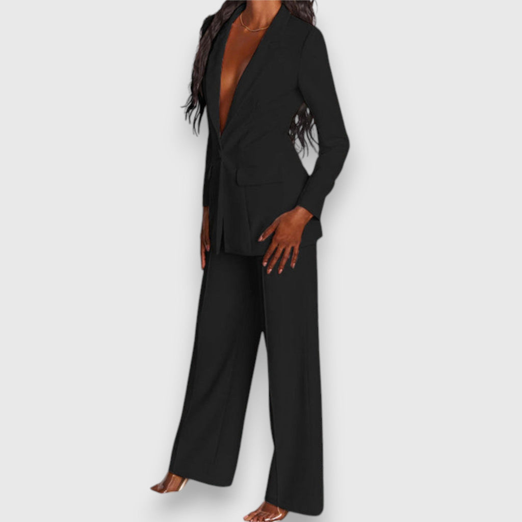 Women's Tailored Blazer and Wide-Leg Trouser Set