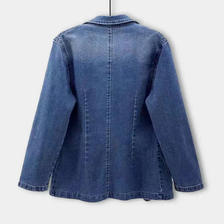 Women's Tailored Denim Blazer with Notched Lapels