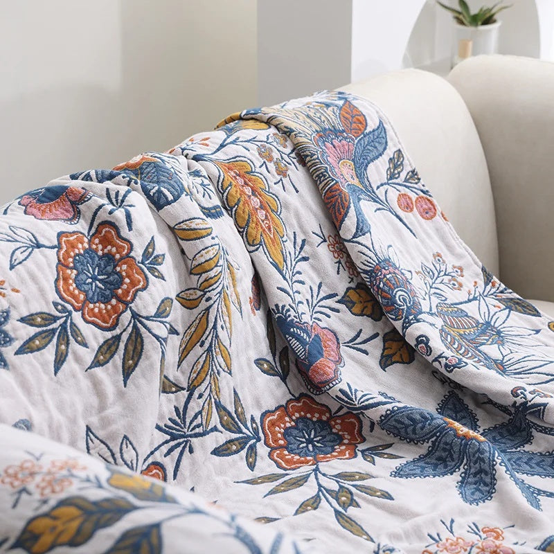 Boho Floral Pattern Blanket for Cozy Home Decor