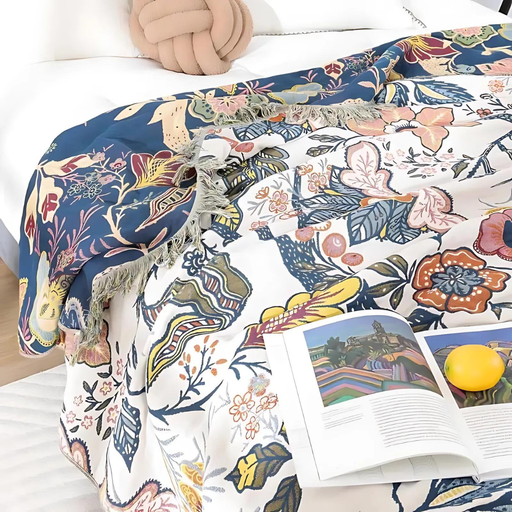 Boho Floral Pattern Blanket for Cozy Home Decor