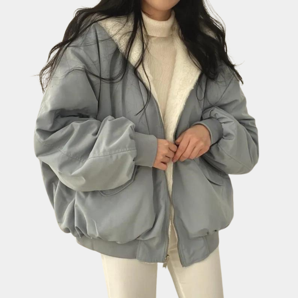 Women's Hooded Fur-Lined Bomber Jacket, Zip Front
