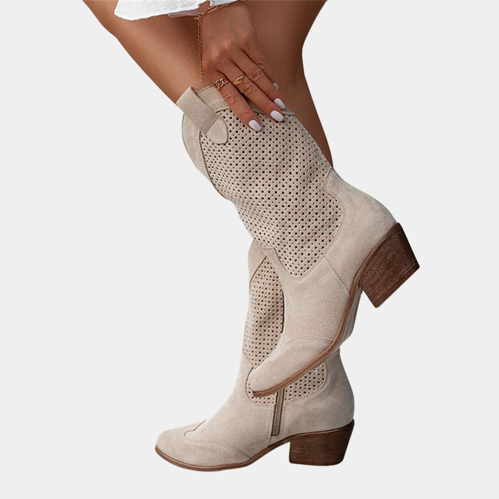 Women's Orthopedic Cowboy Boots with Gel-Filled Sole and Low Heel