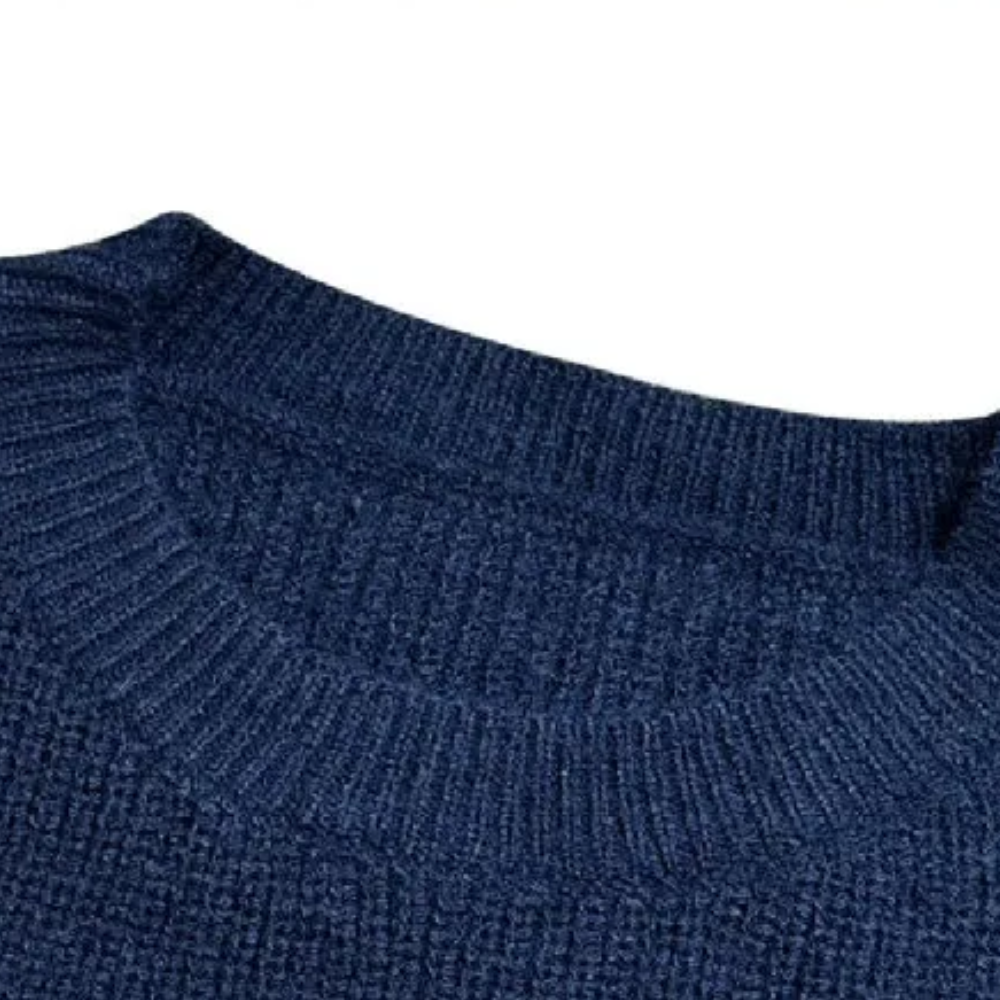 Women's Color Block Crew Neck Sweater Ribbed Knit