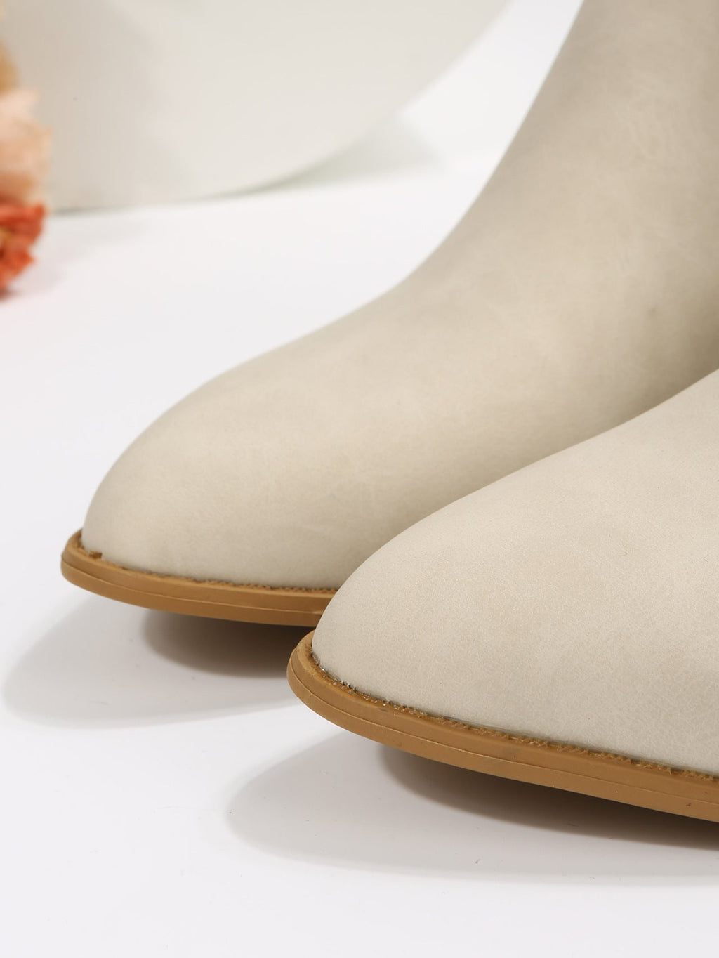 Women's Leather Low Heel Martin Boots with Side Zipper and Roomy Fit