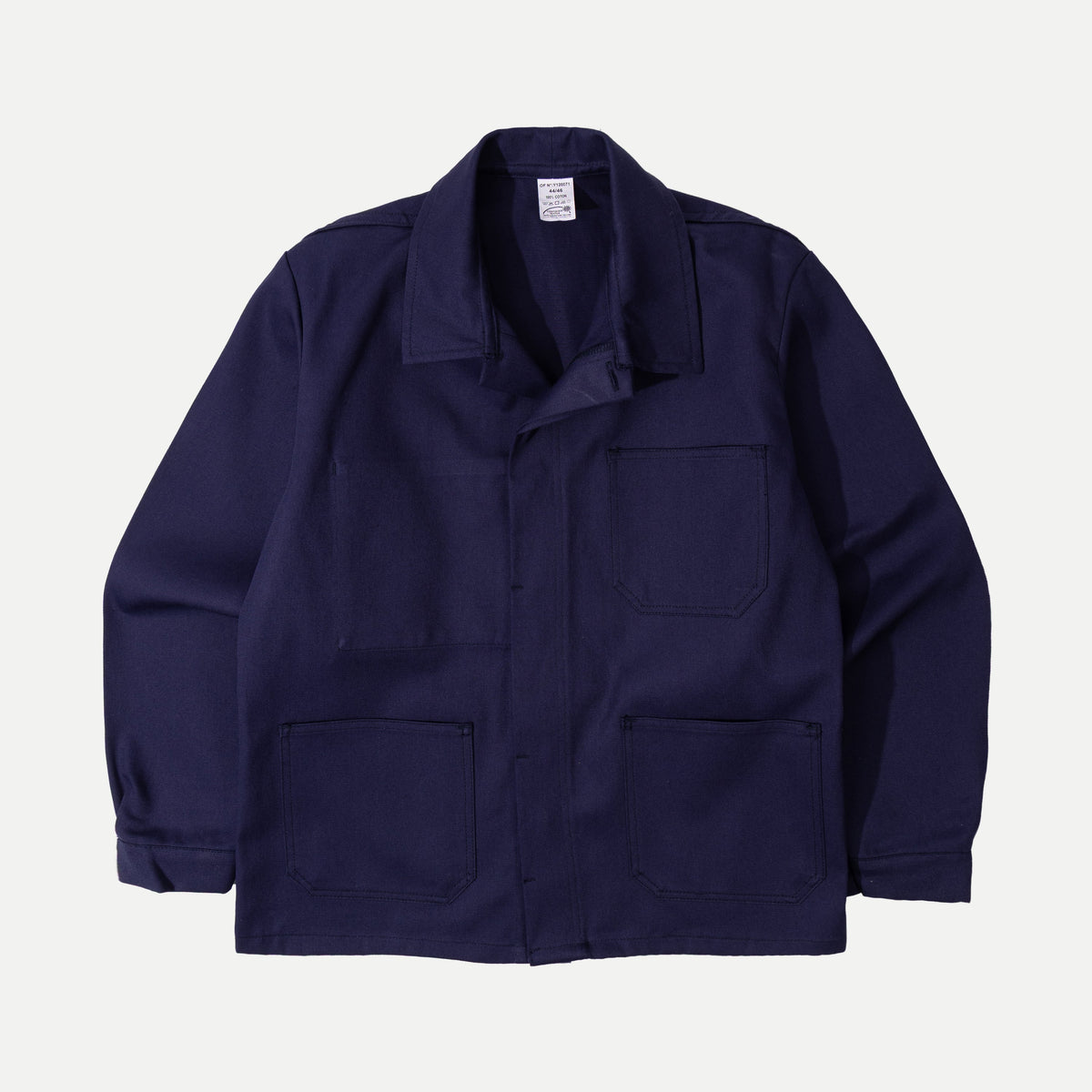 Men's Navy Chore Jacket, Point Collar, Long Sleeves, Button Front