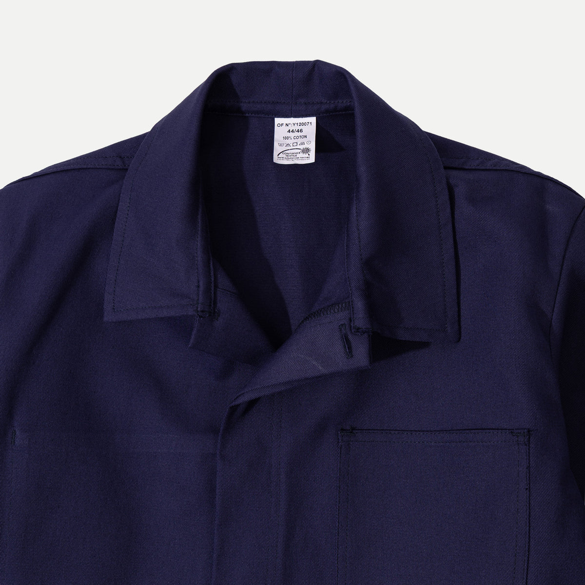 Men's Navy Chore Jacket, Point Collar, Long Sleeves, Button Front