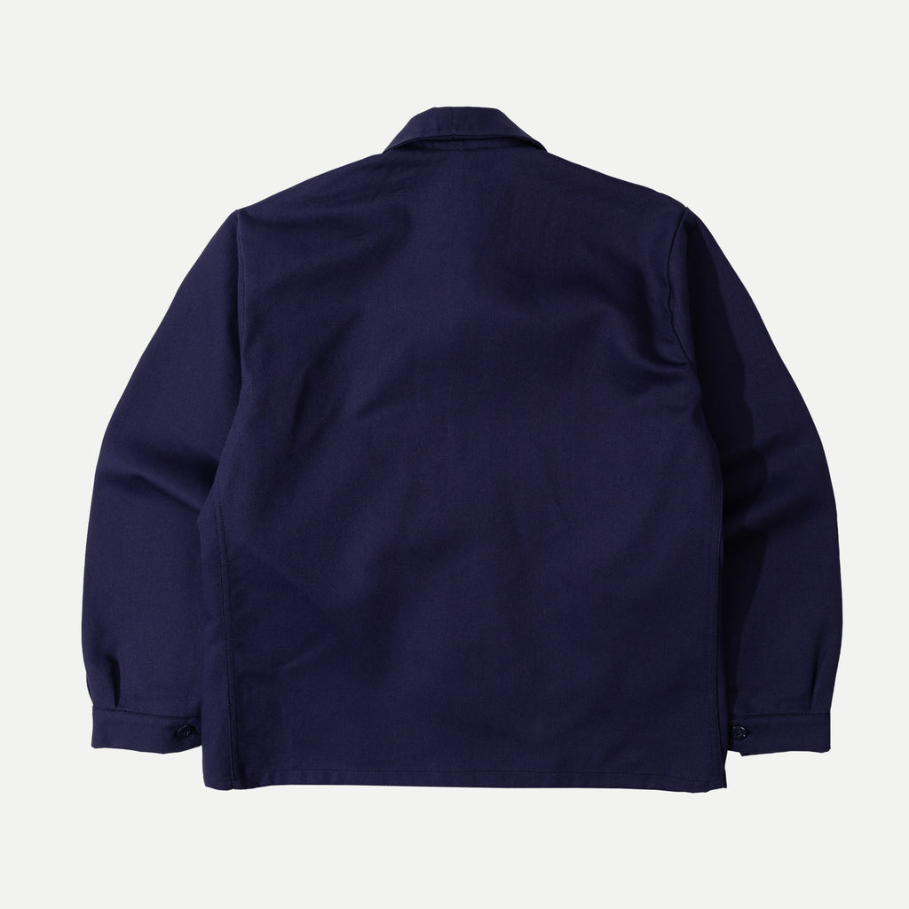 Men's Navy Chore Jacket, Point Collar, Long Sleeves, Button Front