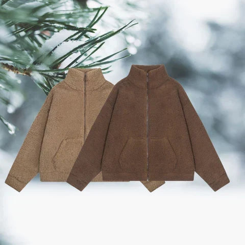 Women's Teddy Jacket with Full Zip Stand Collar