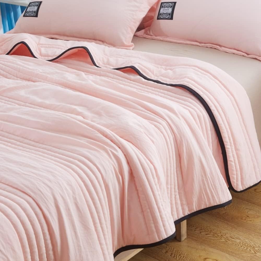 Channel-Quilted Cooling Throw Blanket with Contrast Border