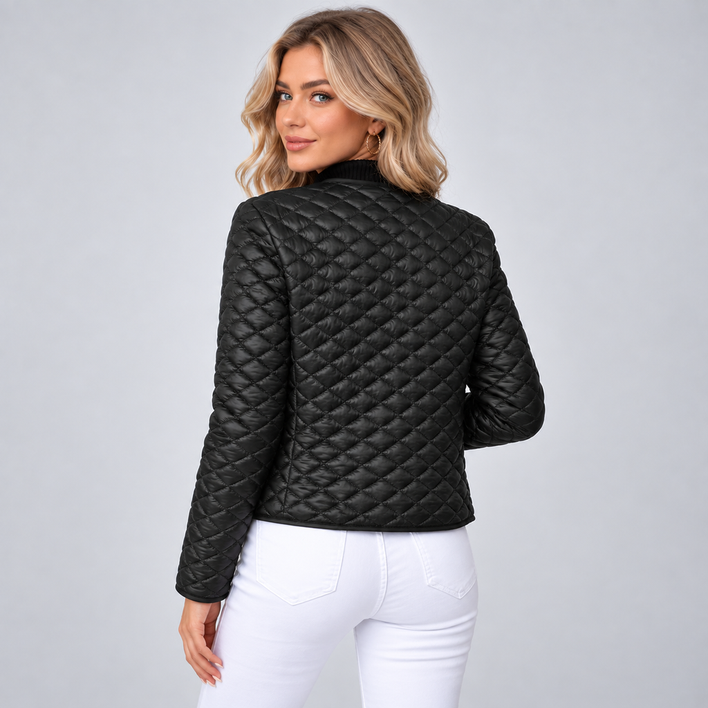 Montarello Women's Jacket Quilted V-Neck Long Sleeve