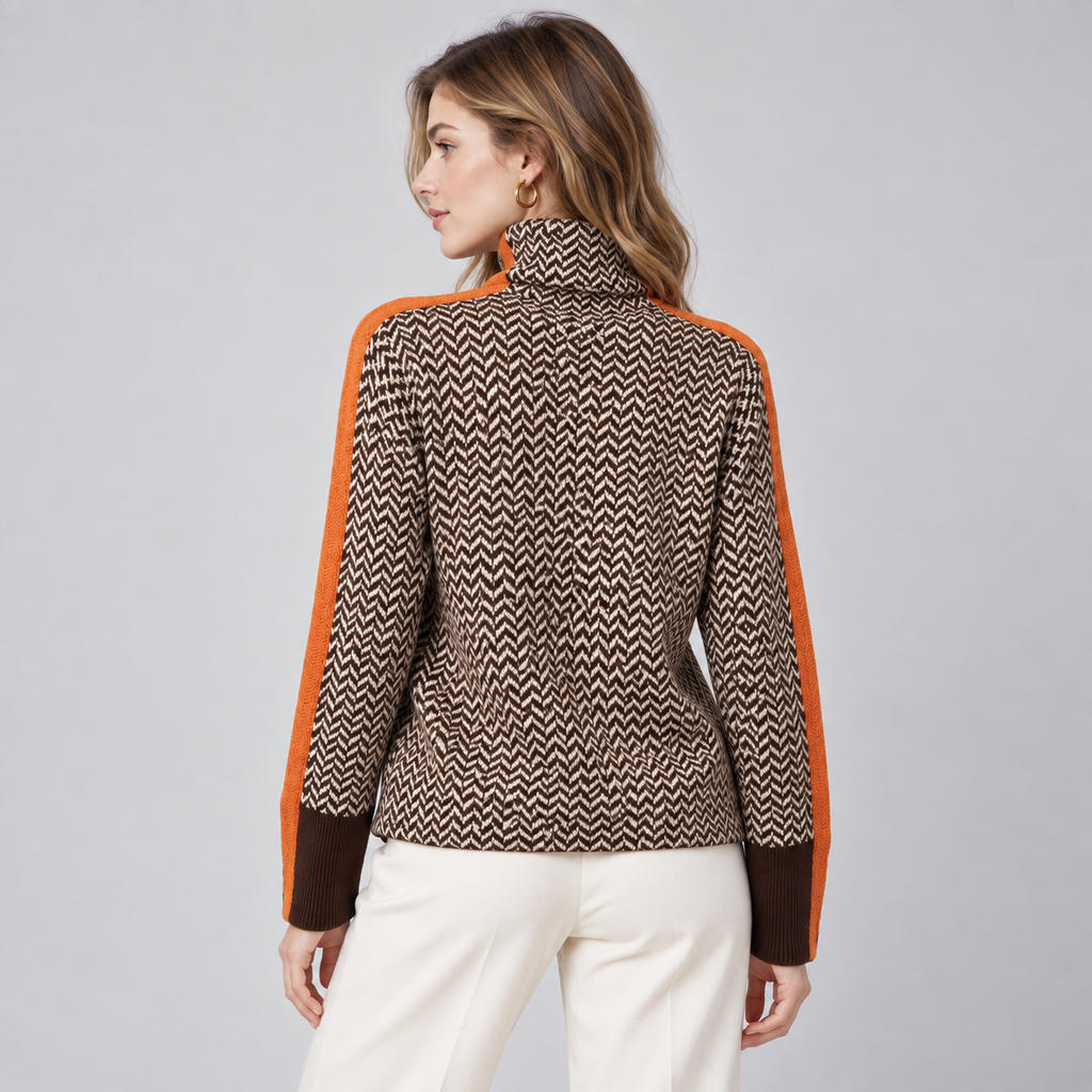 Montarello Women's Jumper Striped High Neck Relaxed Fit