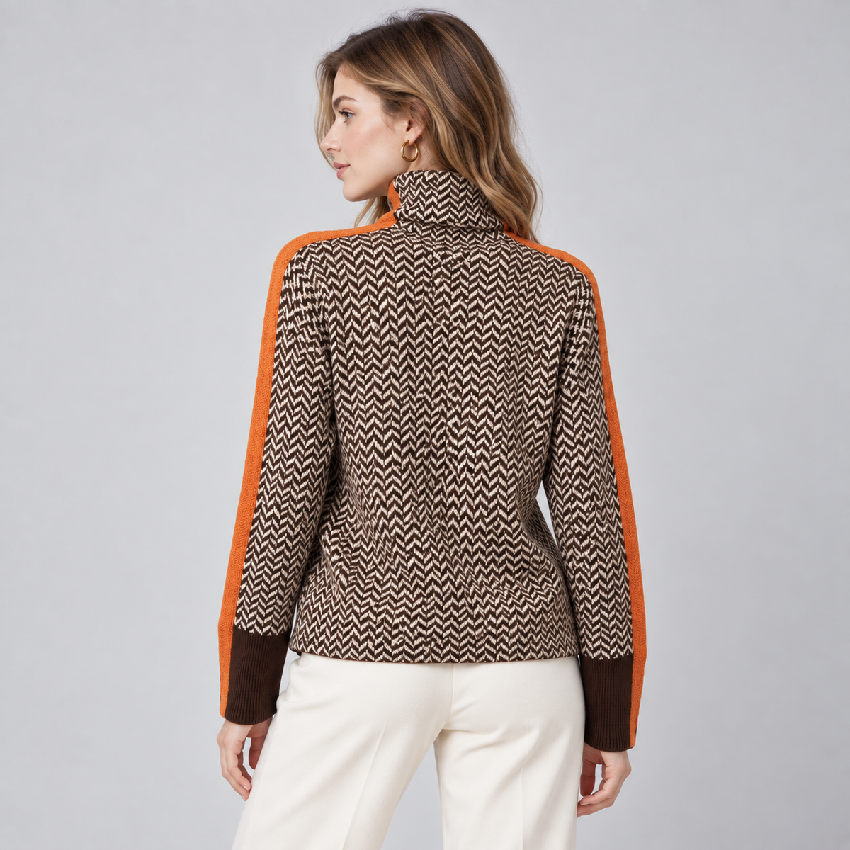 Montarello Women's Jumper Striped High Neck Relaxed Fit