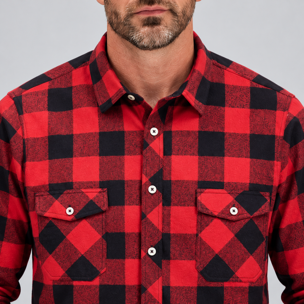 Montarello Men's Shirt Flannel Check Long Sleeve