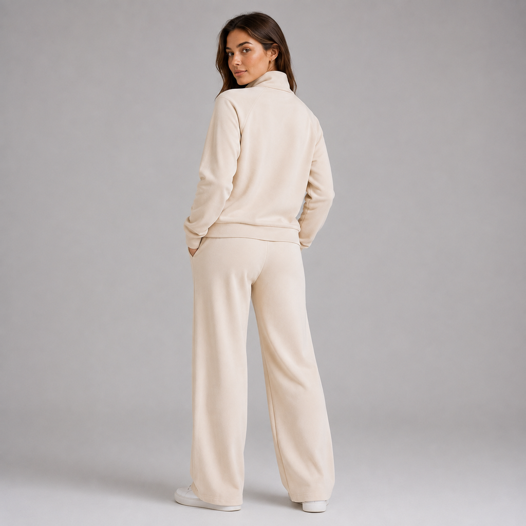 Montarello Women's Lounge Set Half Zip Stand Collar Wide Leg