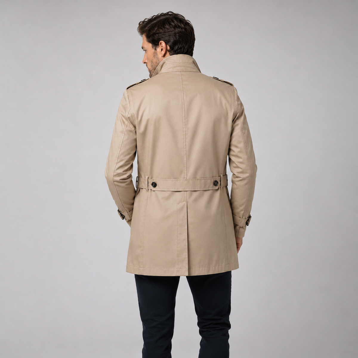 Montarello Men's Trench Coat Belted Tailored