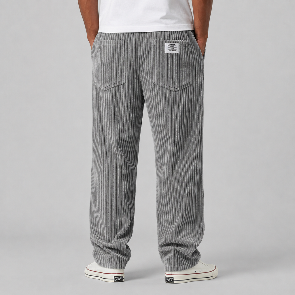Montarello Men's Corduroy Trousers with Drawstring Waist