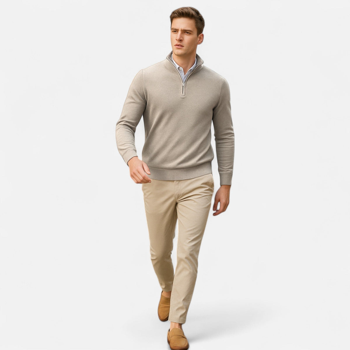 Men's Slim-Fit Quarter-Zip Sweater, Mock Neck, Long Sleeves