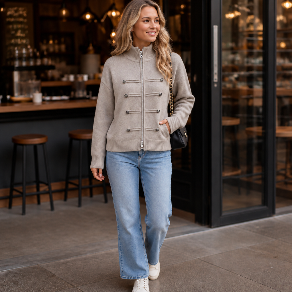 Wearbella – Double-Zip Ribbed Knit Jacket