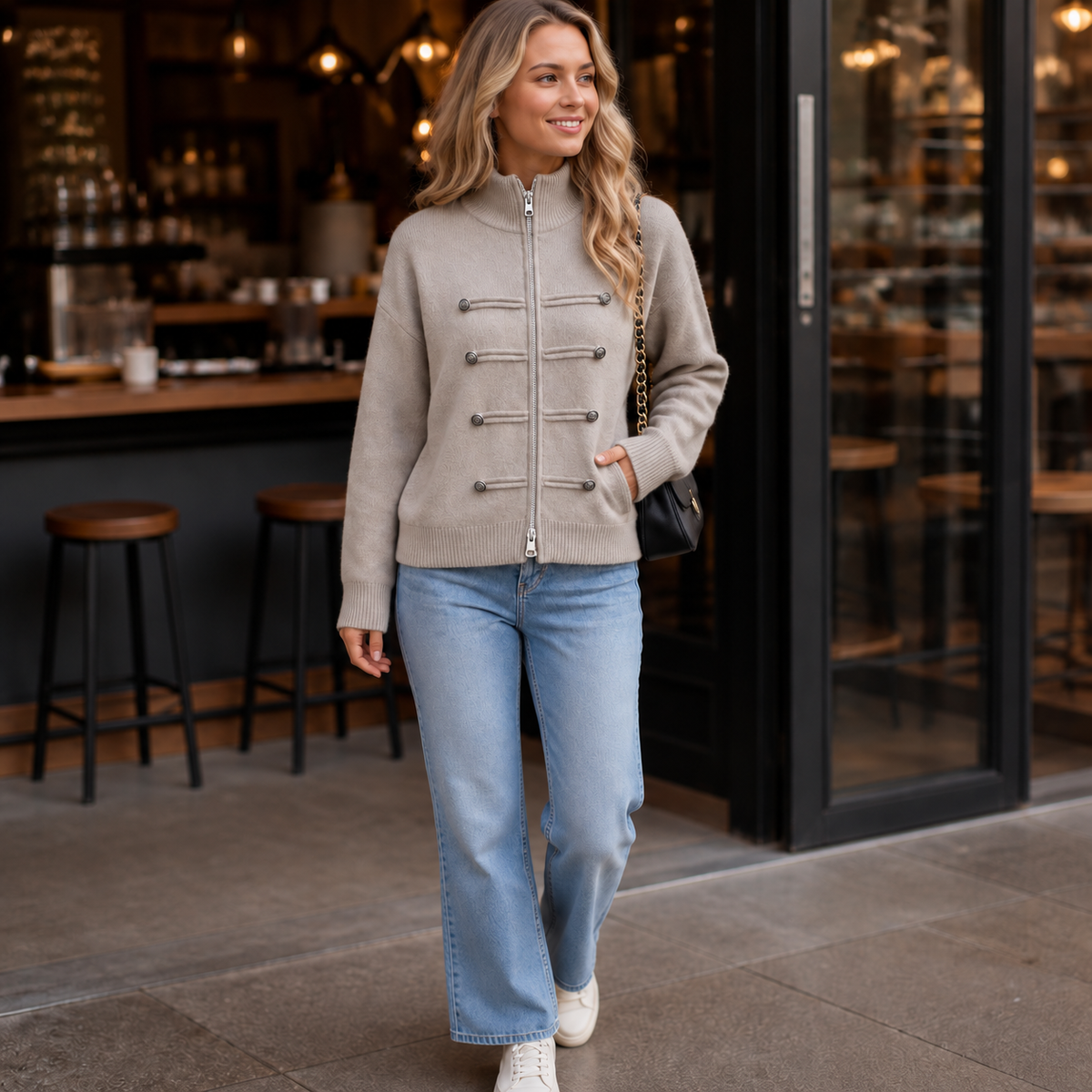 Wearbella – Double-Zip Ribbed Knit Jacket