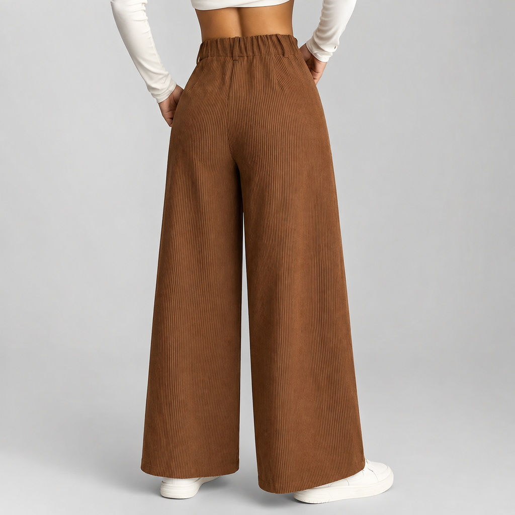 Montarello Women's Corduroy Trousers Wide Leg High Waist