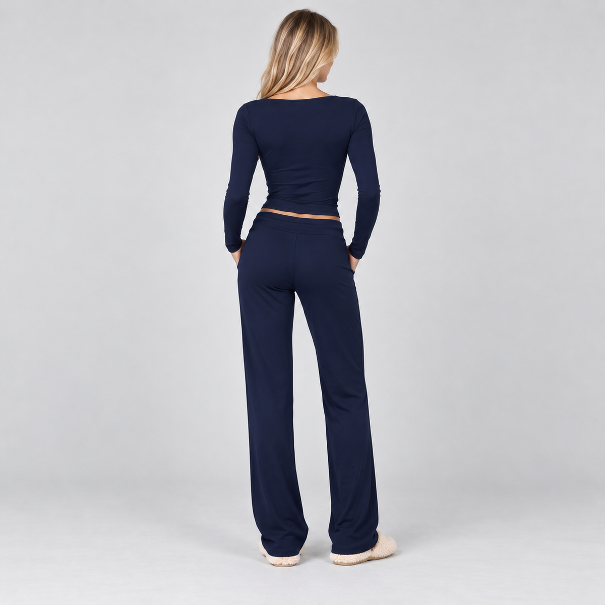 Montarello Women's Loungewear Set Ribbed Long Sleeve Drawstring Two Piece