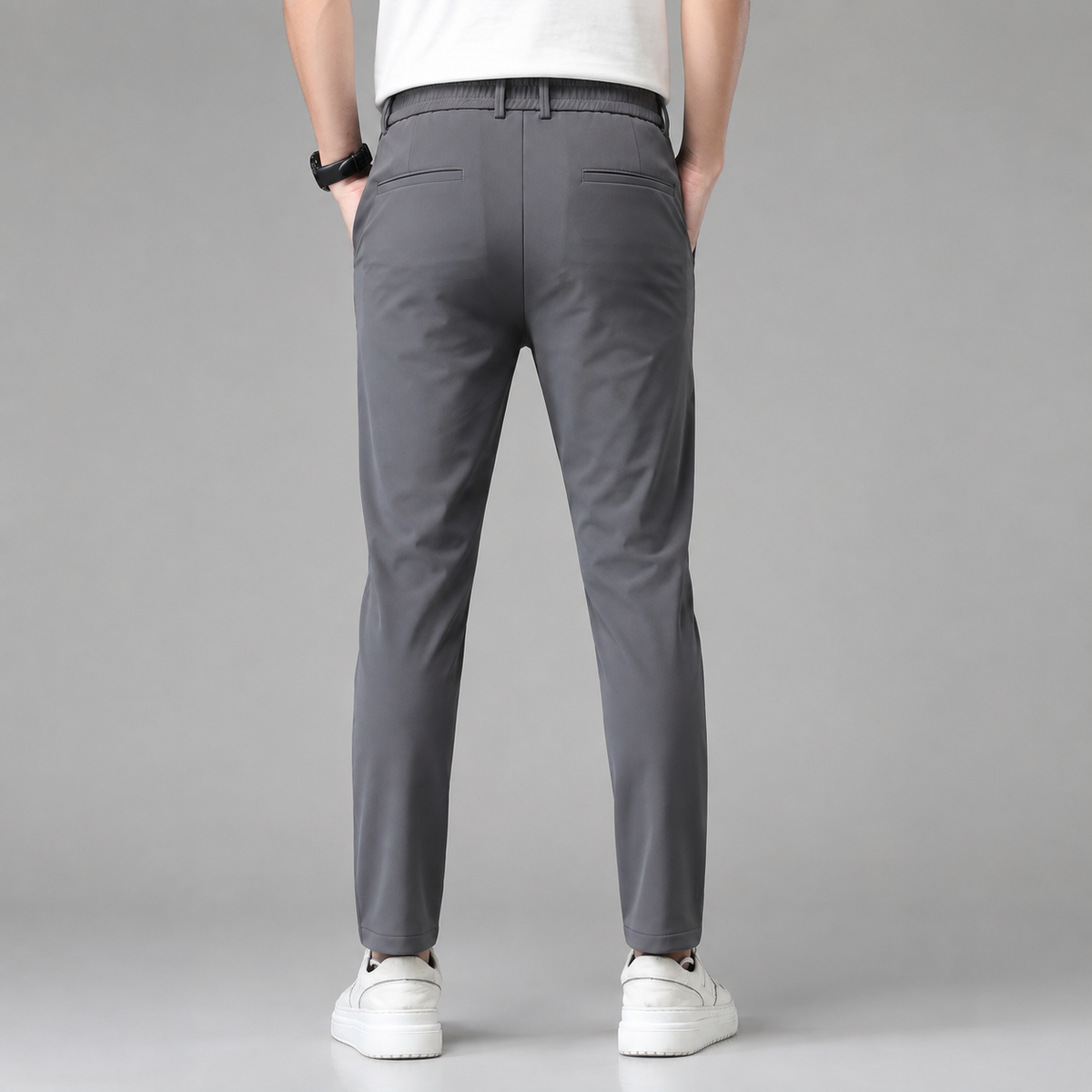 Montarello Men's Slim Fit Stretch Trousers with Straight Leg