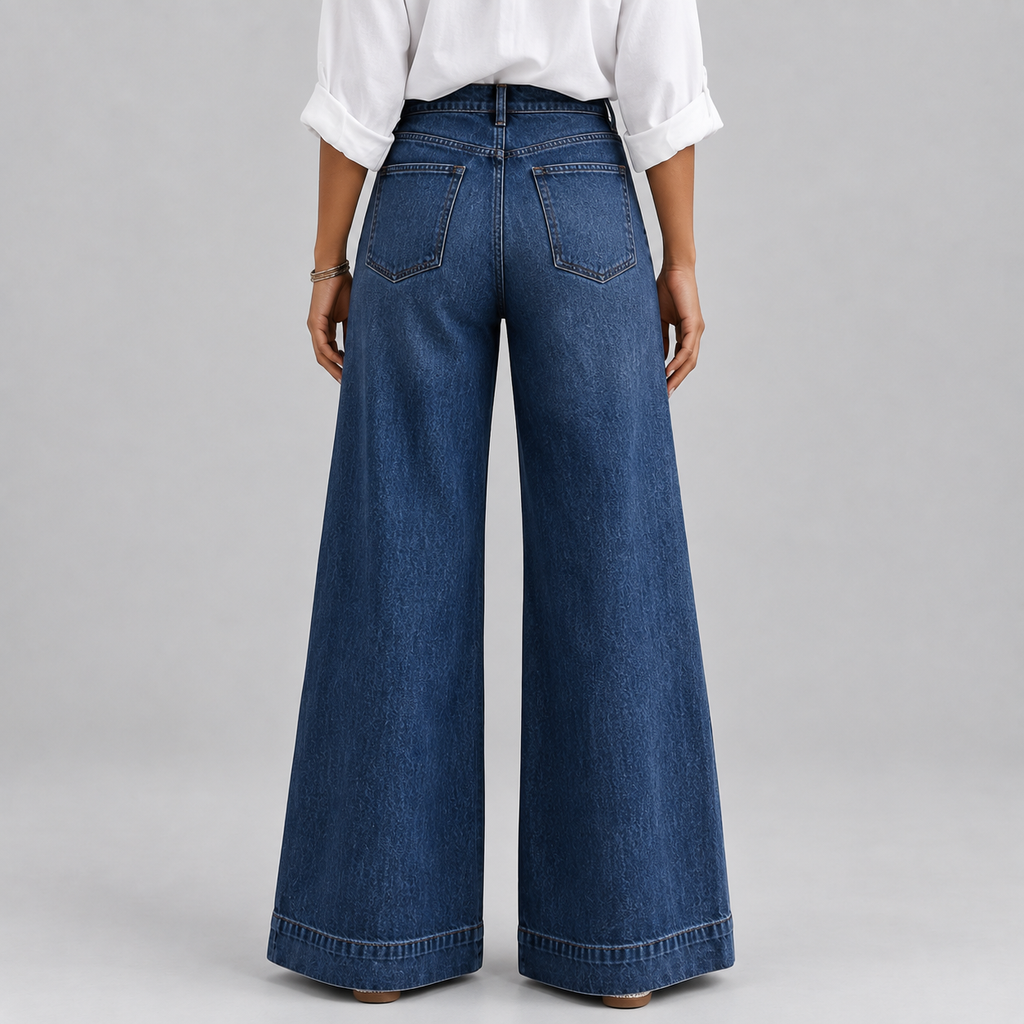 Montarello Women's Jeans Wide Leg Flared High Waist