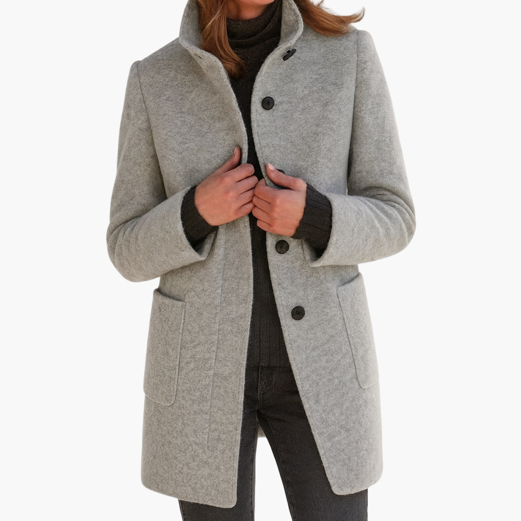 Women's Tailored Winter Coat – Button Front Longline Overcoat