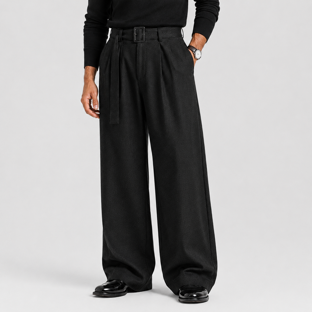 Montarello Men's Trousers Straight Leg Pleated Tailored