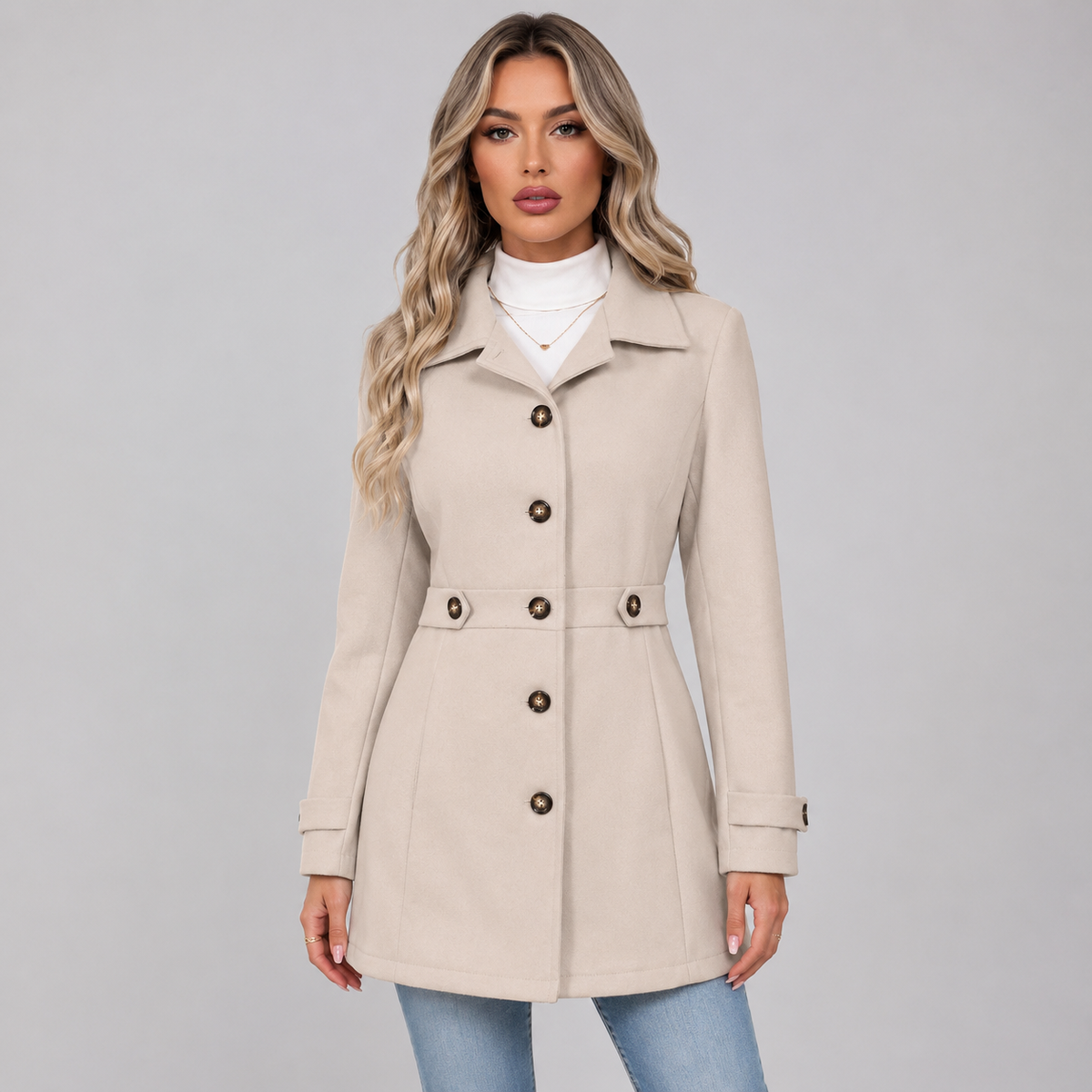 Montarello Women's Trench Coat Belted Double Breasted