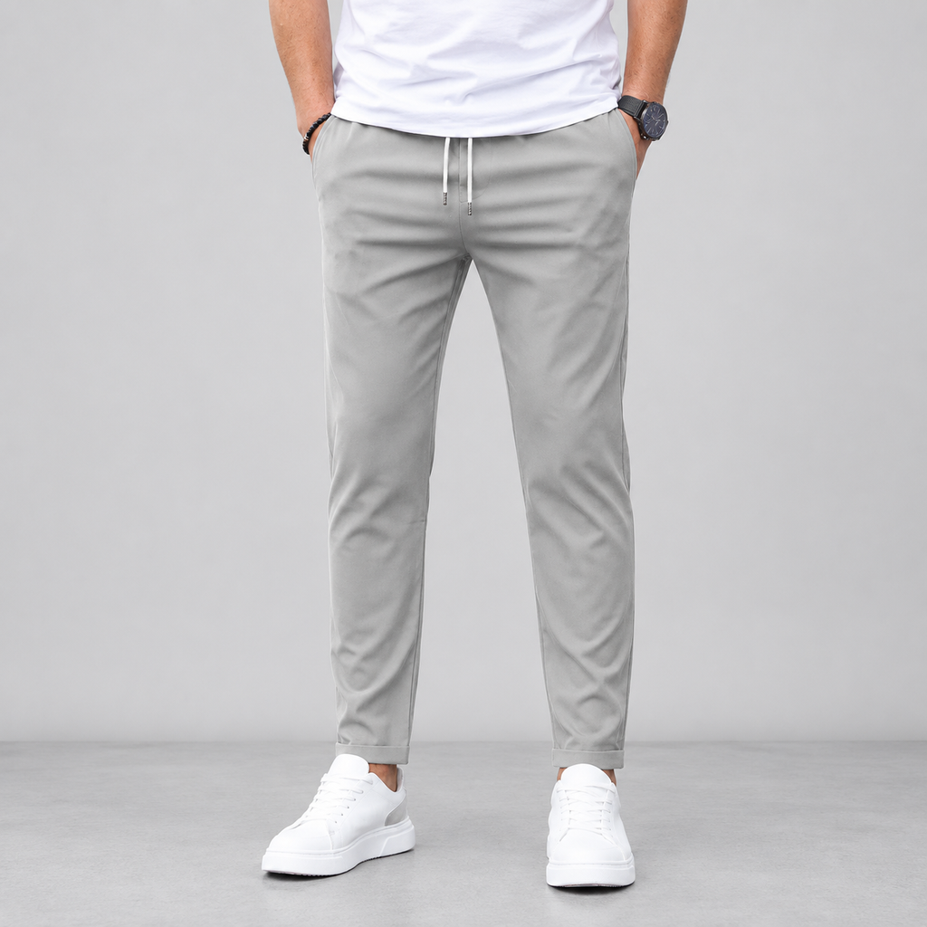 Montarello Men's Slim Fit Drawstring Trousers with Tapered Leg