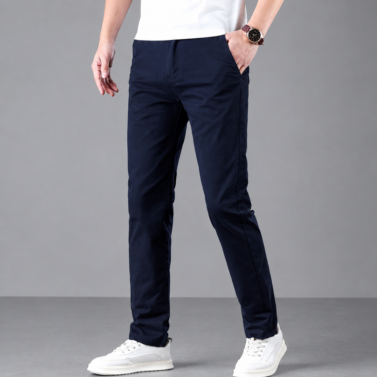 Montarello Men's Slim Fit Work Trousers with Straight Leg
