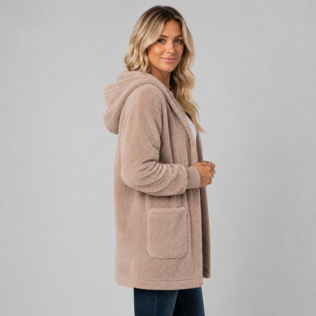 Montarello Women's Longline Fleece Cardigan with Hood