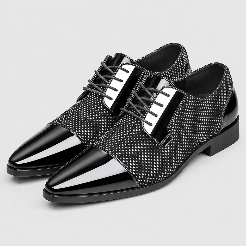 Montarello Men's Patent Cap Toe Oxford Shoes