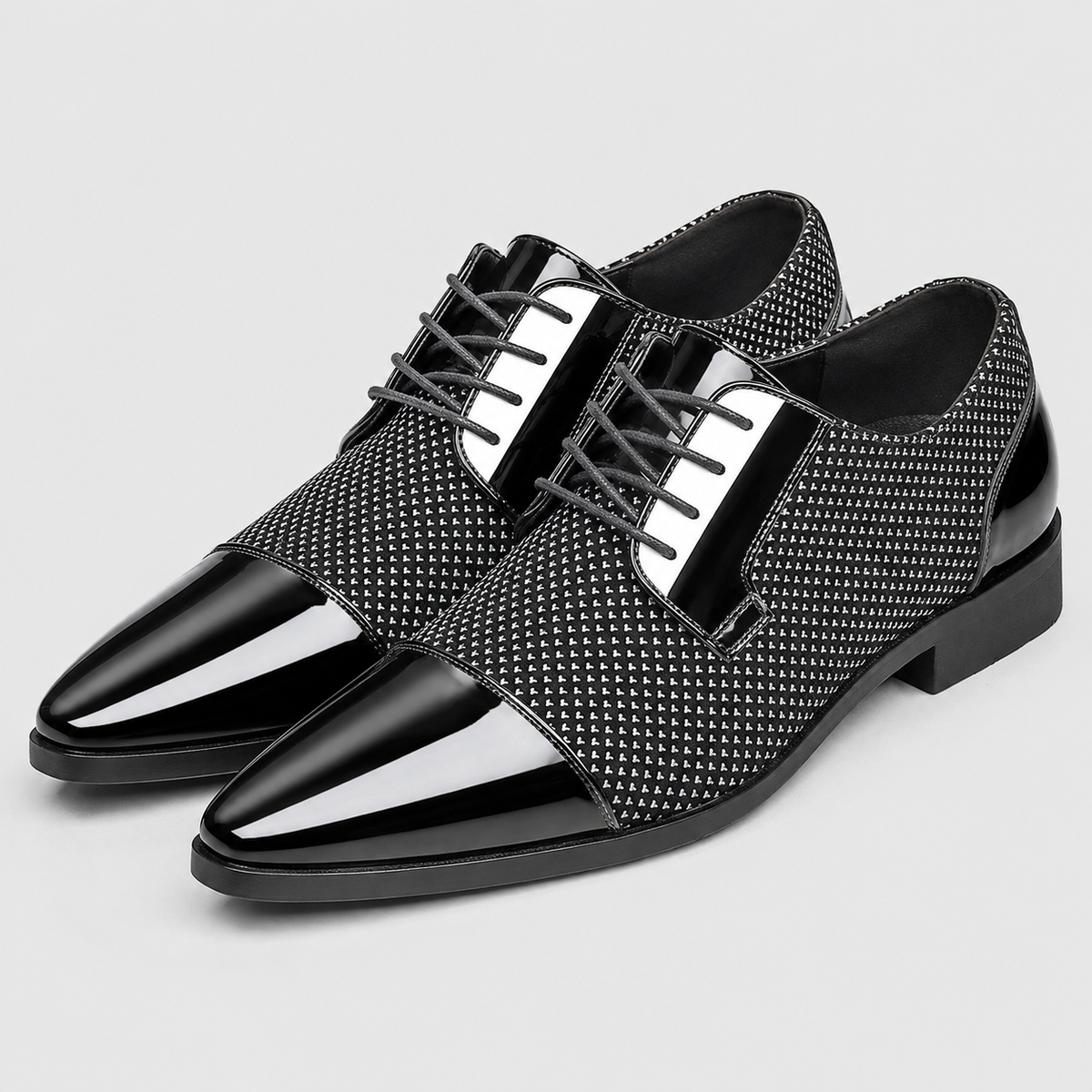 Montarello Men's Patent Cap Toe Oxford Shoes
