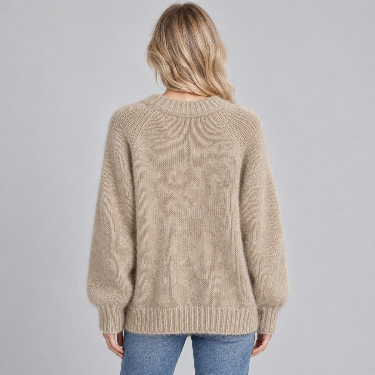 Montarello Women's Jumper Fluffy Knit Round Neck