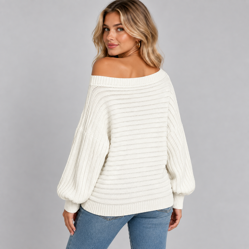 Montarello Women's Jumper Off Shoulder Ribbed Batwing