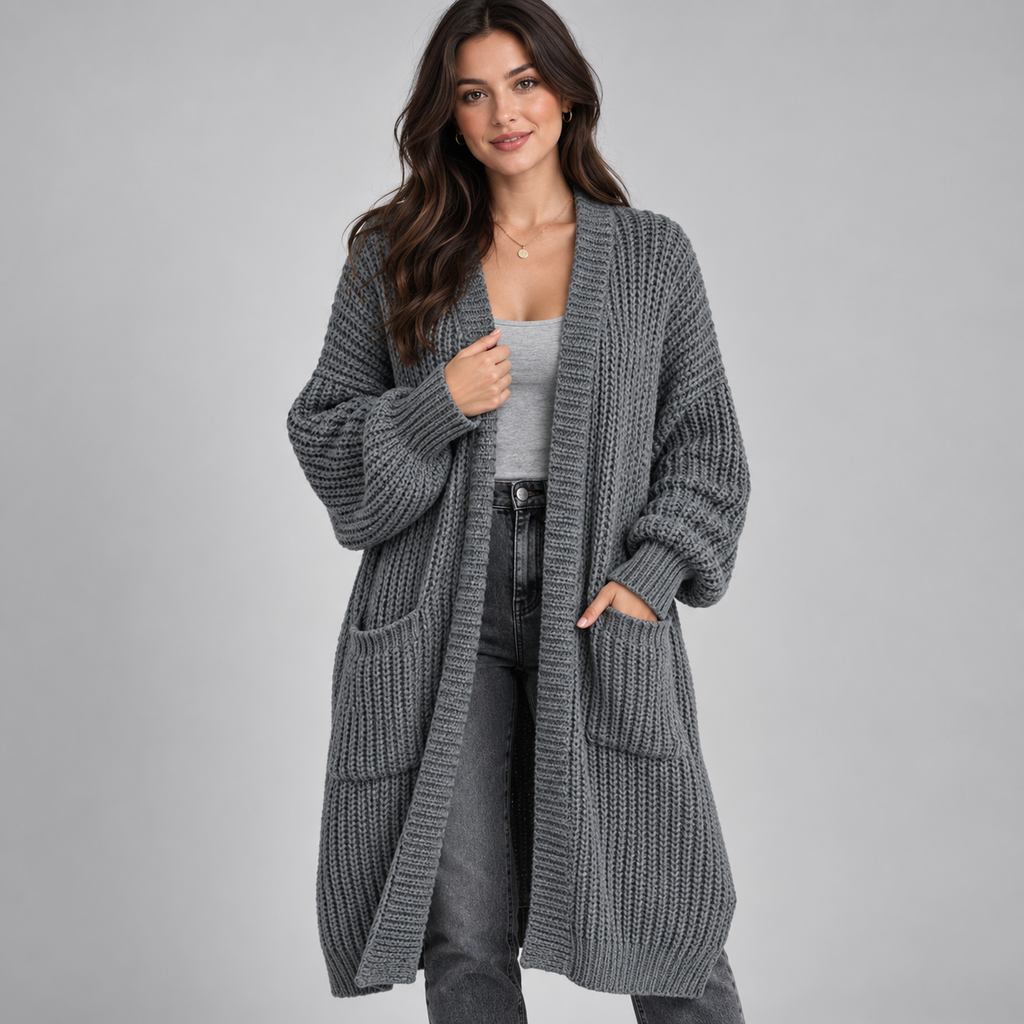 Montarello Women's Cardigan Longline Chunky Knit Open Front